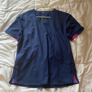 Navy blue heart soul brand scrub top